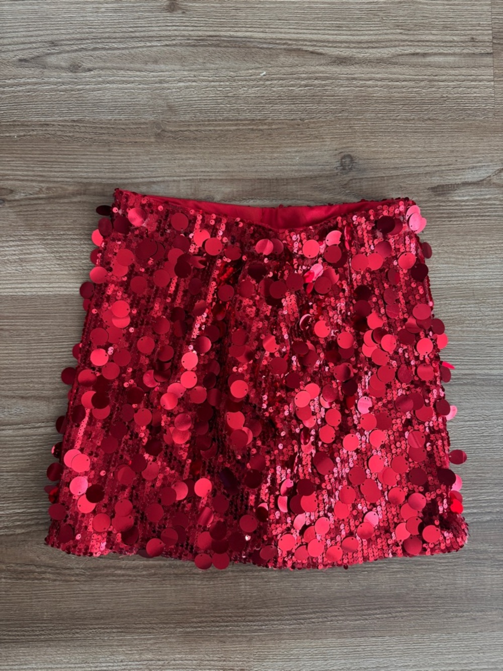Red Sequin Mini Skirt XS